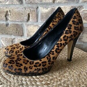 Women's Franco Sarto Brown And Black Leopard Print Heels Size 8